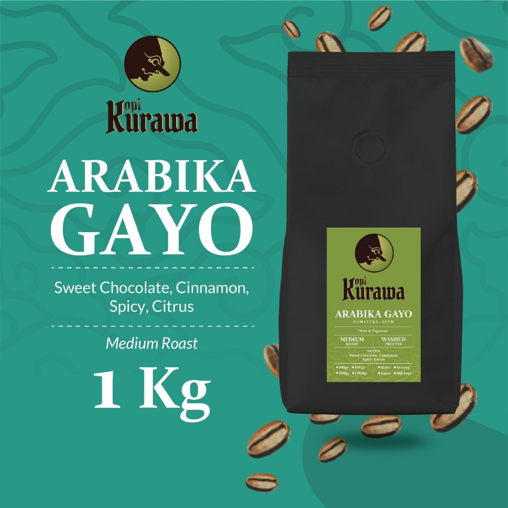 

Kopi Arabika Gayo Aceh Arabica Coffee Roast Bean Coffe Biji Bubuk 1Kg