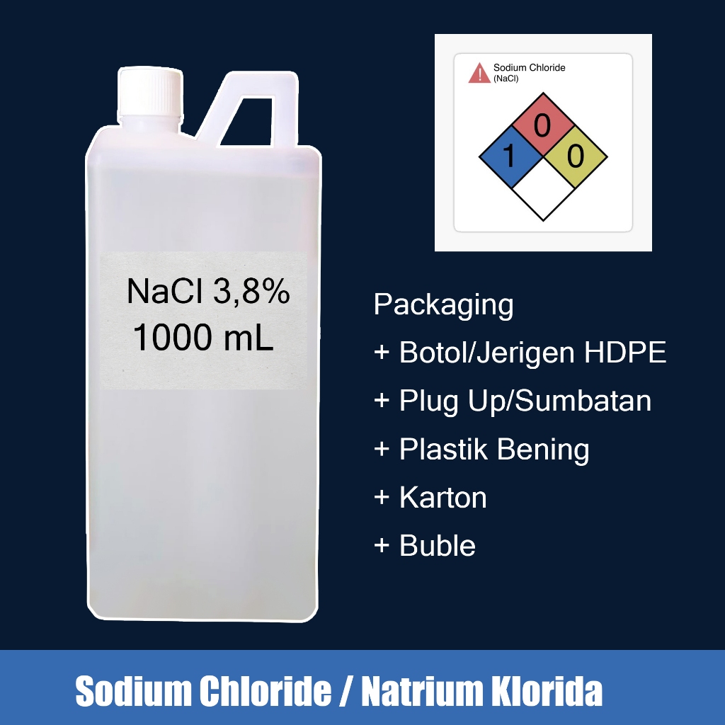 Larutan NaCl 3,8% / Larutan Natrium Klorida 3,8% / Sodium Chloride / Larutan Garam 1000 ml