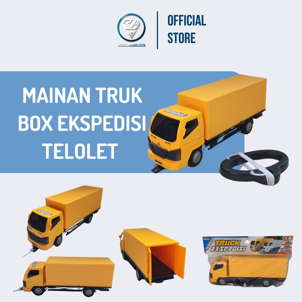 Mainan Anak Mobil Truk Box Ekspedisi Kurir Paket Kontainer Pintu Bisa Dibuka Ada Lampu Dan Musik
