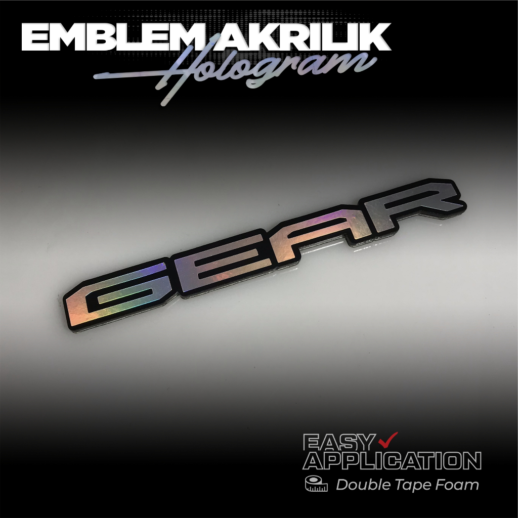 Emblem Motor YAMAHA MIO GEAR Logo Bahan Akrilik Gold dan Hologram