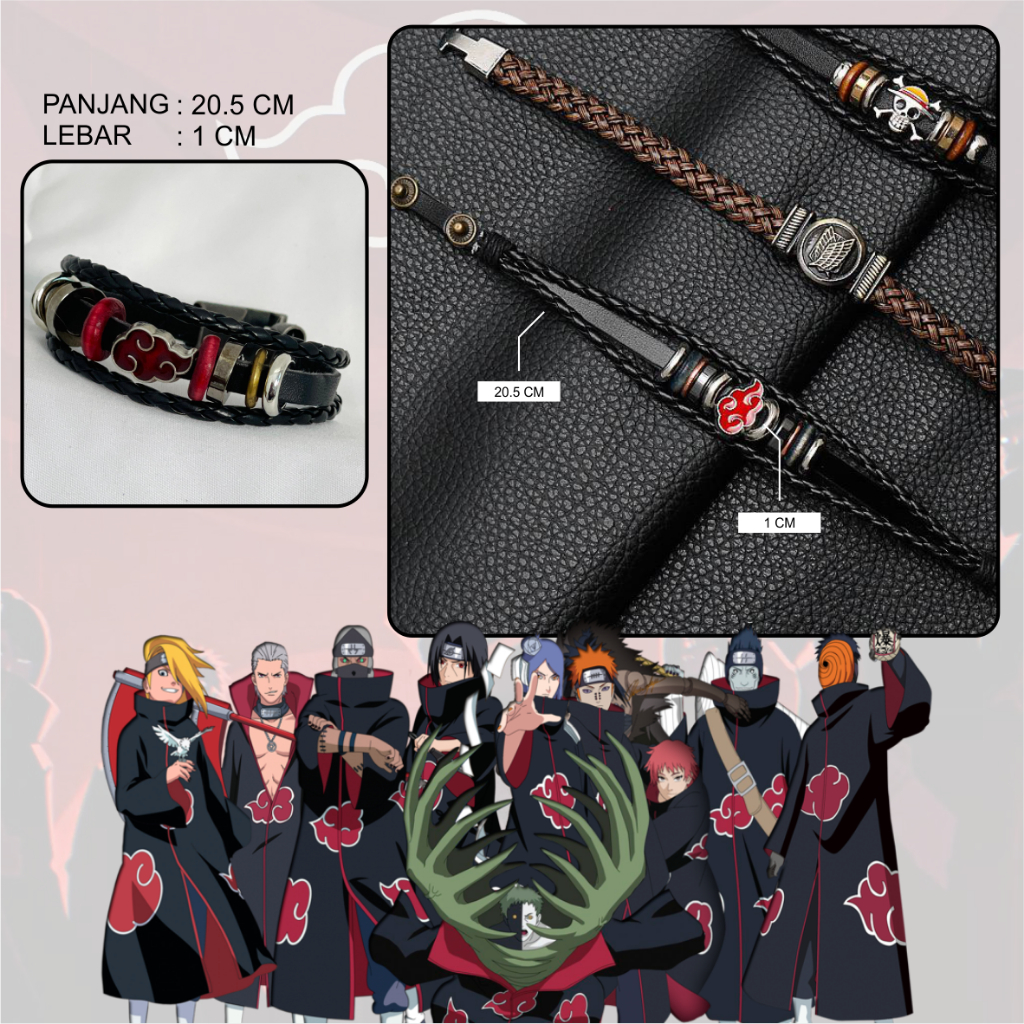 Gelang Anime Manga Onepiece AoT Gelang Otaku Anime SNK One Piece Akatsuki Naruto Attack On Titan ani