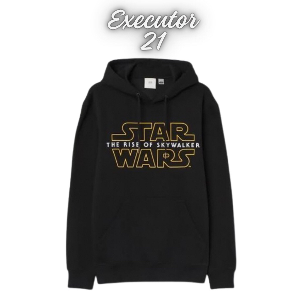 Hoodie Unisex HM Star Wars Hitam Black Bordir Katun Fleece