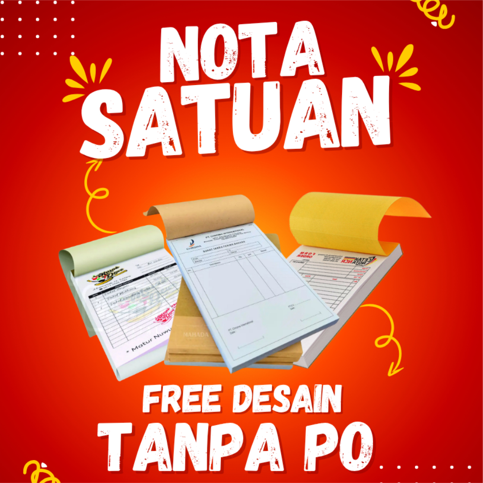 

Nota Satuan Semua Ukuran | Buram, HVS, NCR 2 Ply / 3 Ply | Bisa Custom