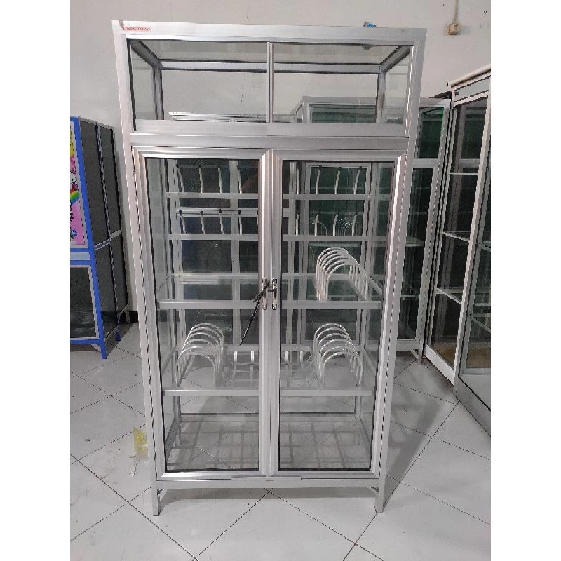 Rak piring fullbox 2 pintu terbaru tiang alumunium/rak piring 2 pintu/rak piring/rak piring alumuniu
