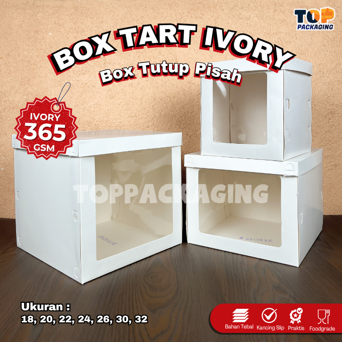 

Box Tart Ivory Mika Samping Tutup Pisah Kotak Kue Tart Tinggi Hampers 18 20 22 24 26 28 30 32 cm