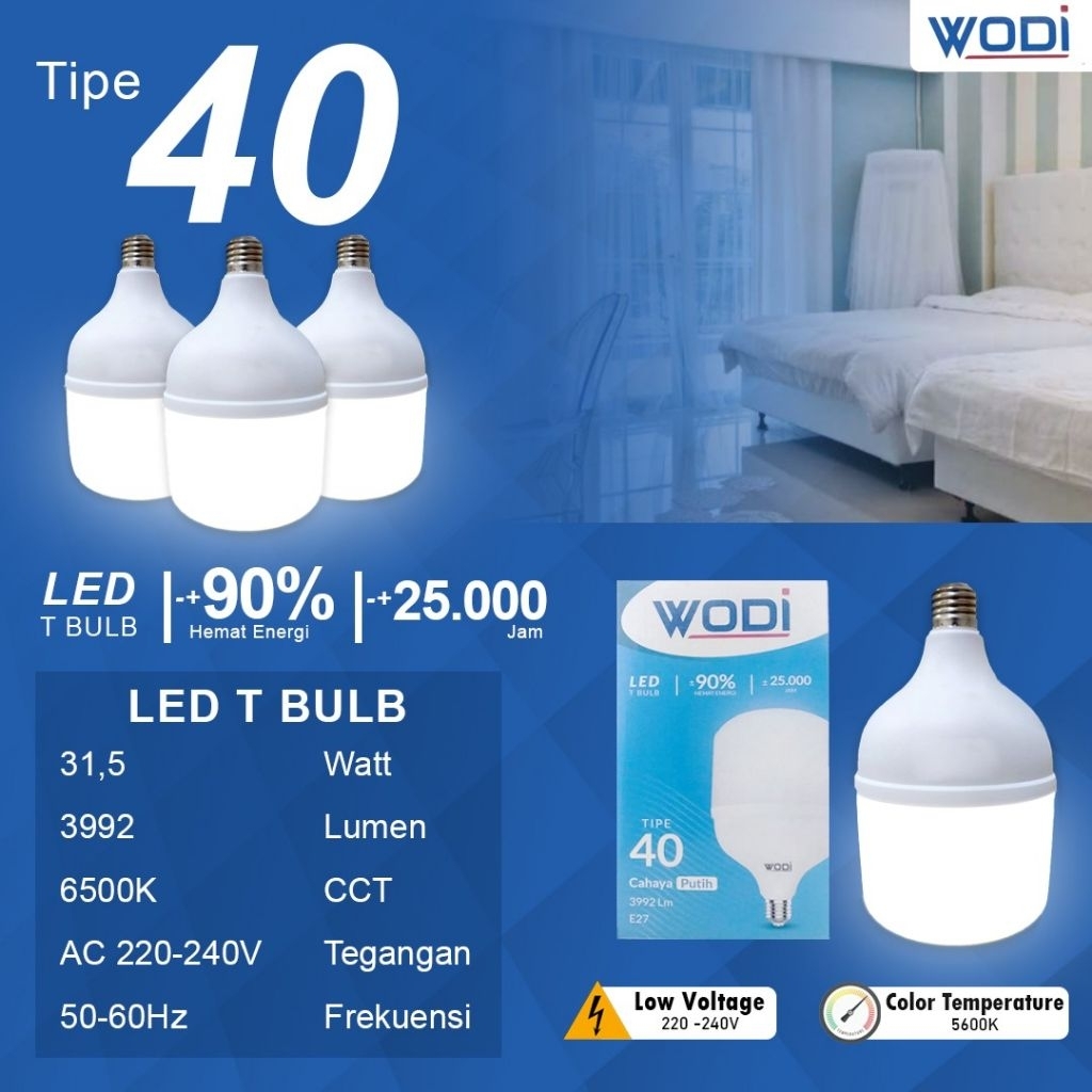 Lampu LED Bohlam WODI T BULB 40 WATT