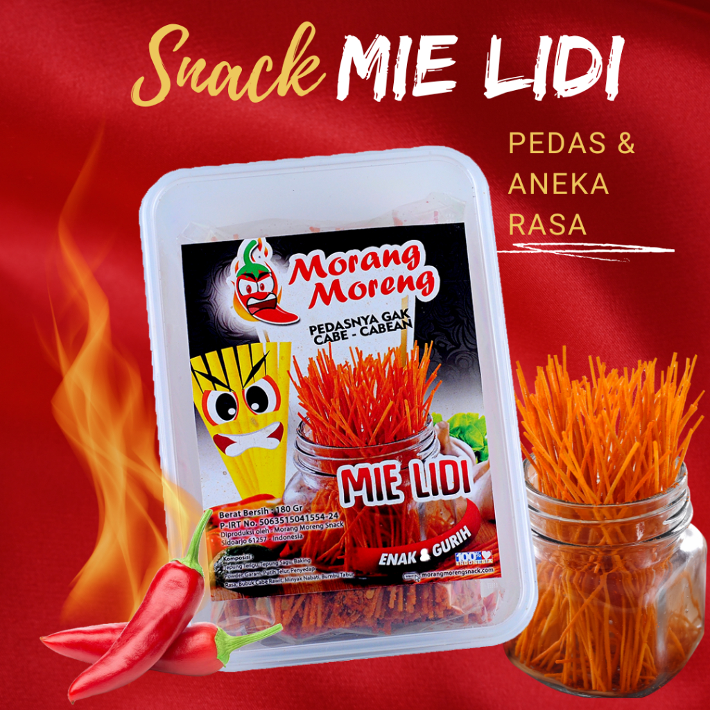 

Mie Lidi Pedas Morang Moreng / Snack Kekinian Mi Lidi Lidian Aneka Rasa Box