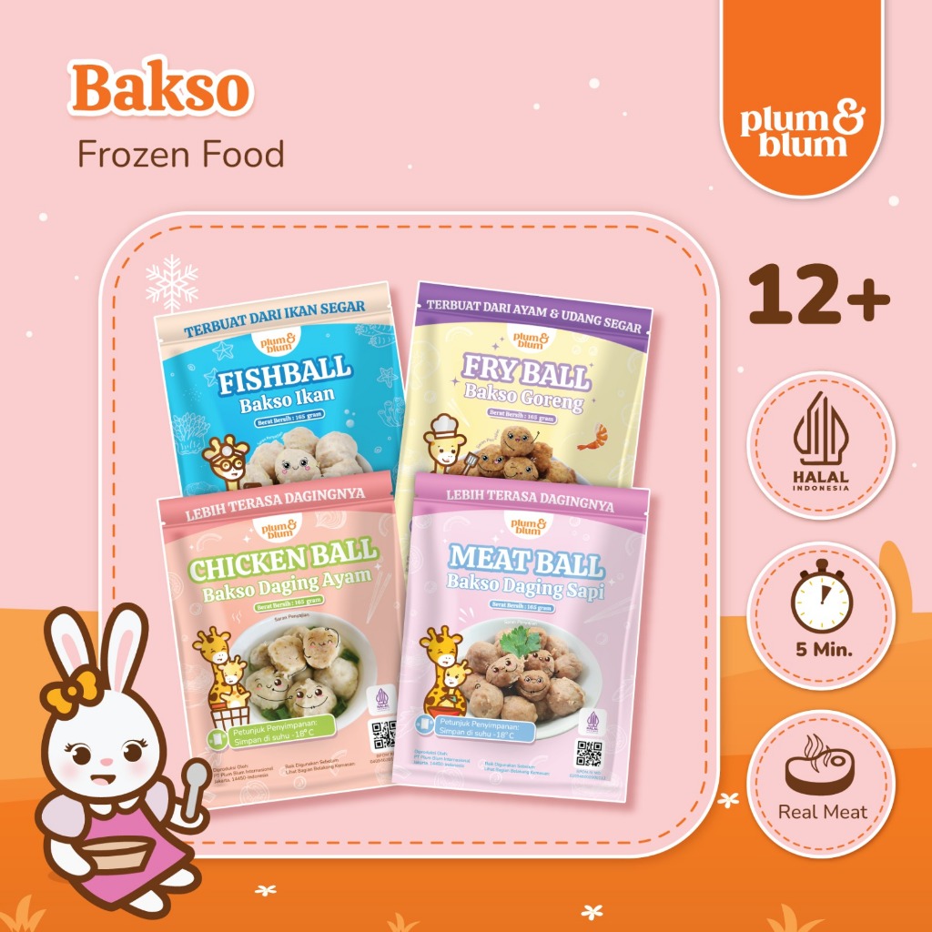 

Plum & Blum Bakso Ayam Bakso Sapi Bakso Goreng No MSG - 12 pcs