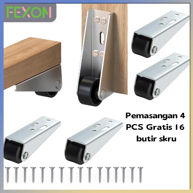 [COD] FEXON 4 Pcs Alat Perbaikan Pintu Turun Roda Penyangga/Roda Pintu Kamar Beban Berat untuk Slidi