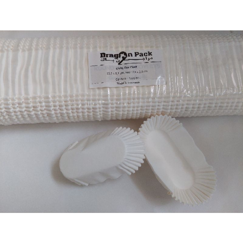 

Cases Cup Kue Risoles Oval Putih 129x81mm/76x28cm isi 1000lembar