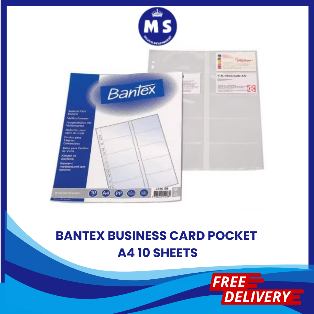 

BANTEX BUSINESS CARD POCKET A4 10 SHEETS 4210 08