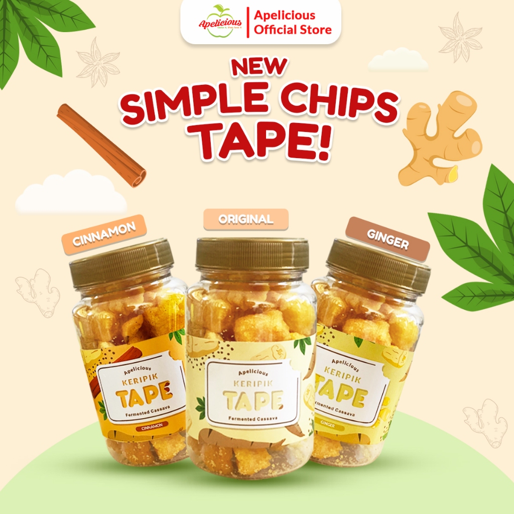 

APELICIOUS SIMPLE CHIPS KERIPIK TAPE / GINGER / CINNAMON - cemilan makanan snack