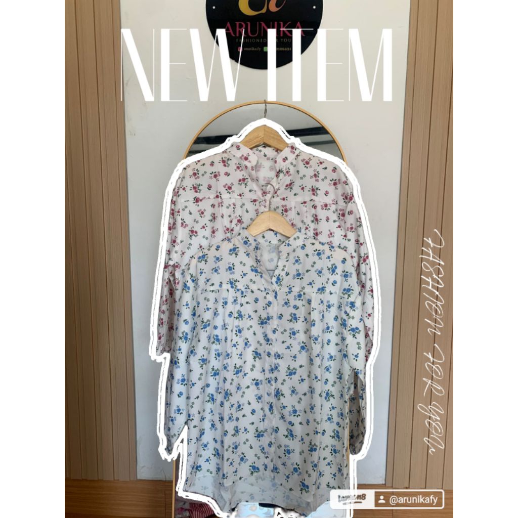BLOUSE CRINKLE/BLOUSE MOTIF BUNGA