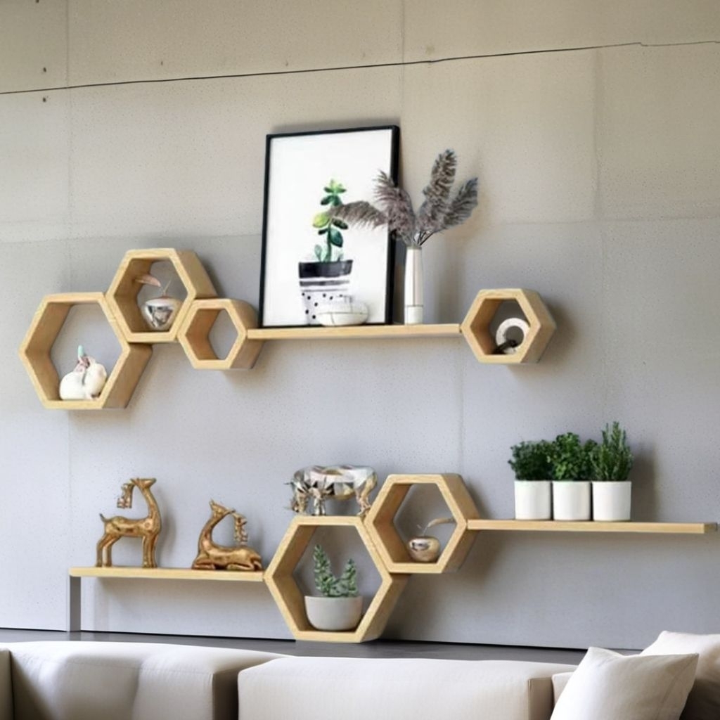 Rak Dinding Tempel Kayu Satu Set Hiasan Aesthetic