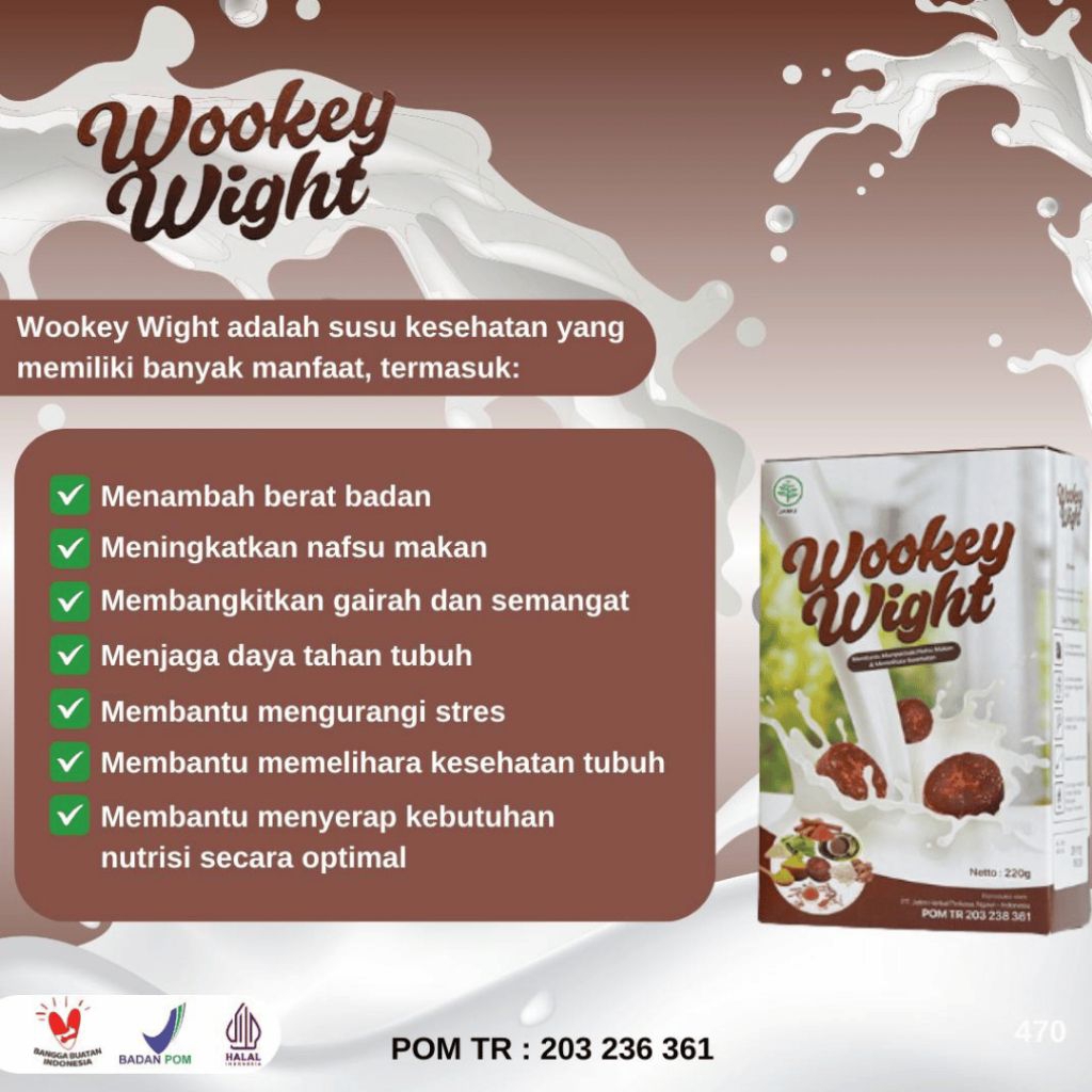 

Wookey Wight Coklat Minuman SerbukPenambah Nafsu Makan Original Bpom Ampuh