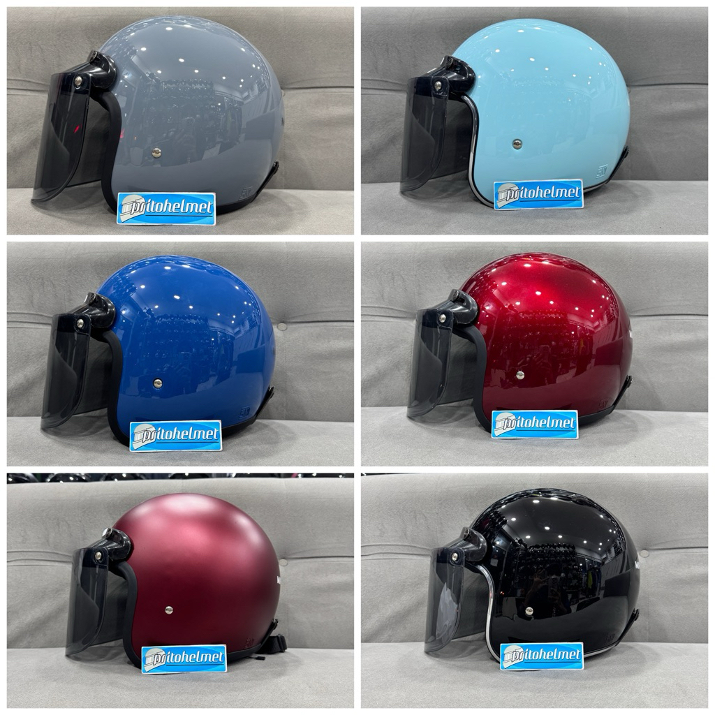 Marcolino Helm Retro Visor Datar All Varian