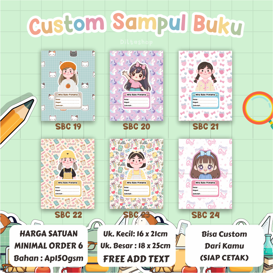 

HARGA SATUAN Sampul Buku Custom Nama / Sampul Buku