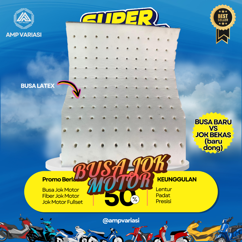 Busa Latex Jok Motor Busa Jok Motor - Latex Jok Motor - Busa Jok - Busa Jok Latex Ukuran 35x65x2,5cm