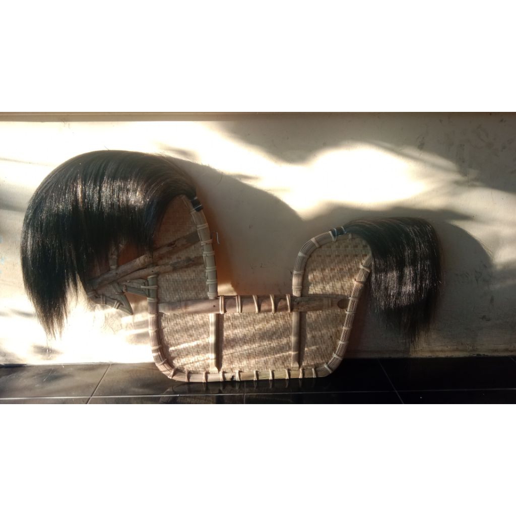 RAMBUT JARAN KEPANG SINTETIS MODEL SURI WARNA HITAM PIRANG(DEPAN BELAKANG)