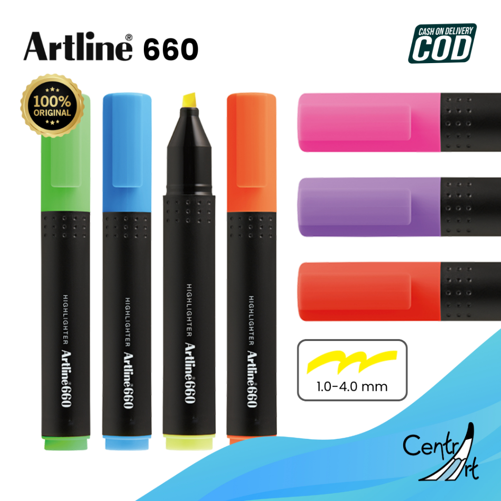 

Artline highlighter EK-660 Pink Red Orange Purple Blue Yellow Green