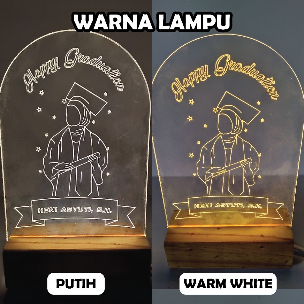 Matras_Shop Lampu Akrilik Custom Nama & Ucapan Hadiah Kado Gift Lampu Tidur Ulang Tahun Graduation