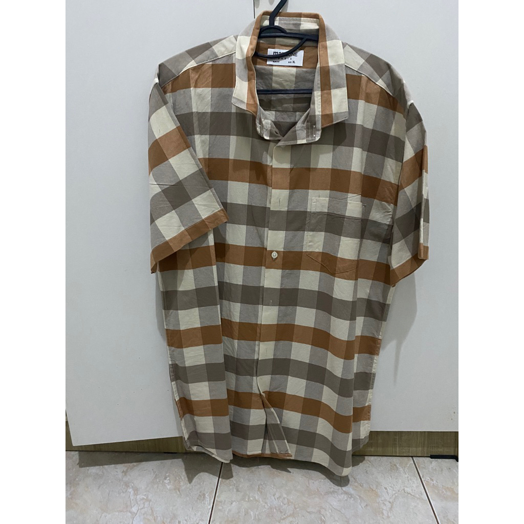 Kemeja Pria Manzone XL Kotak Kotak Preloved