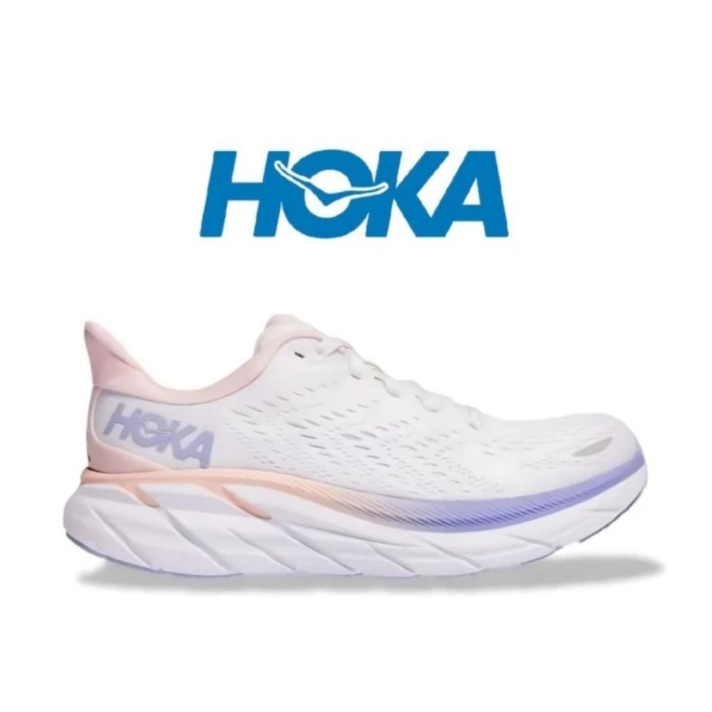 SEPATU HOKA CLIFTON 8 WHITE PURPEL WOMEN'S