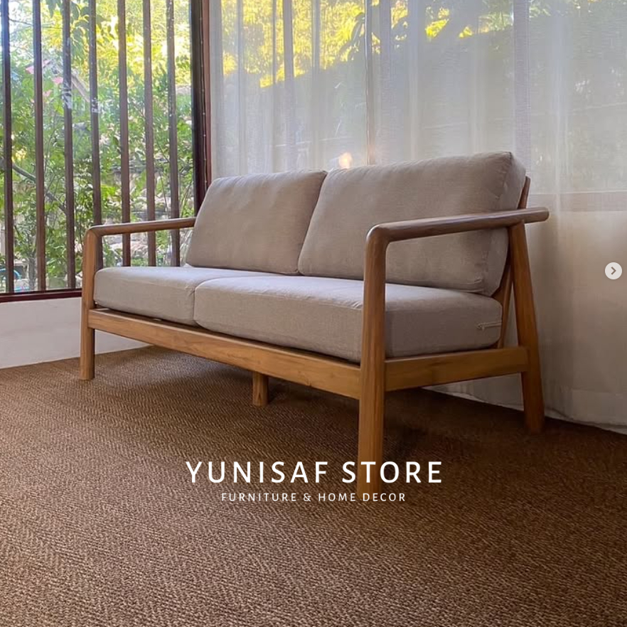 Sofa Minimalis Modern Kayu Jati 2 Seater