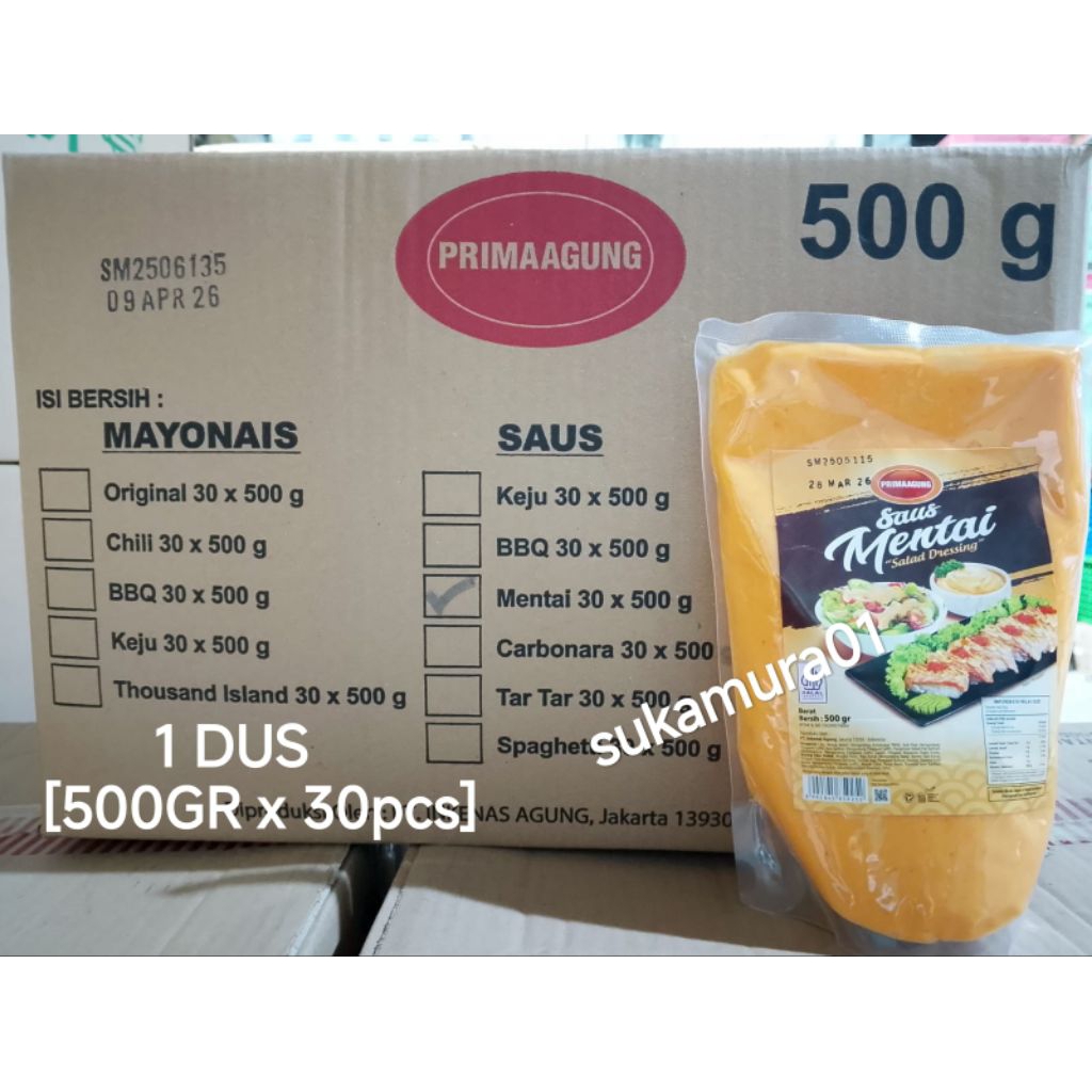 

[1 DUS (500gr x 30pcs)] SAUS MENTAI 500GRAM 1 DUS ISI 30PAK