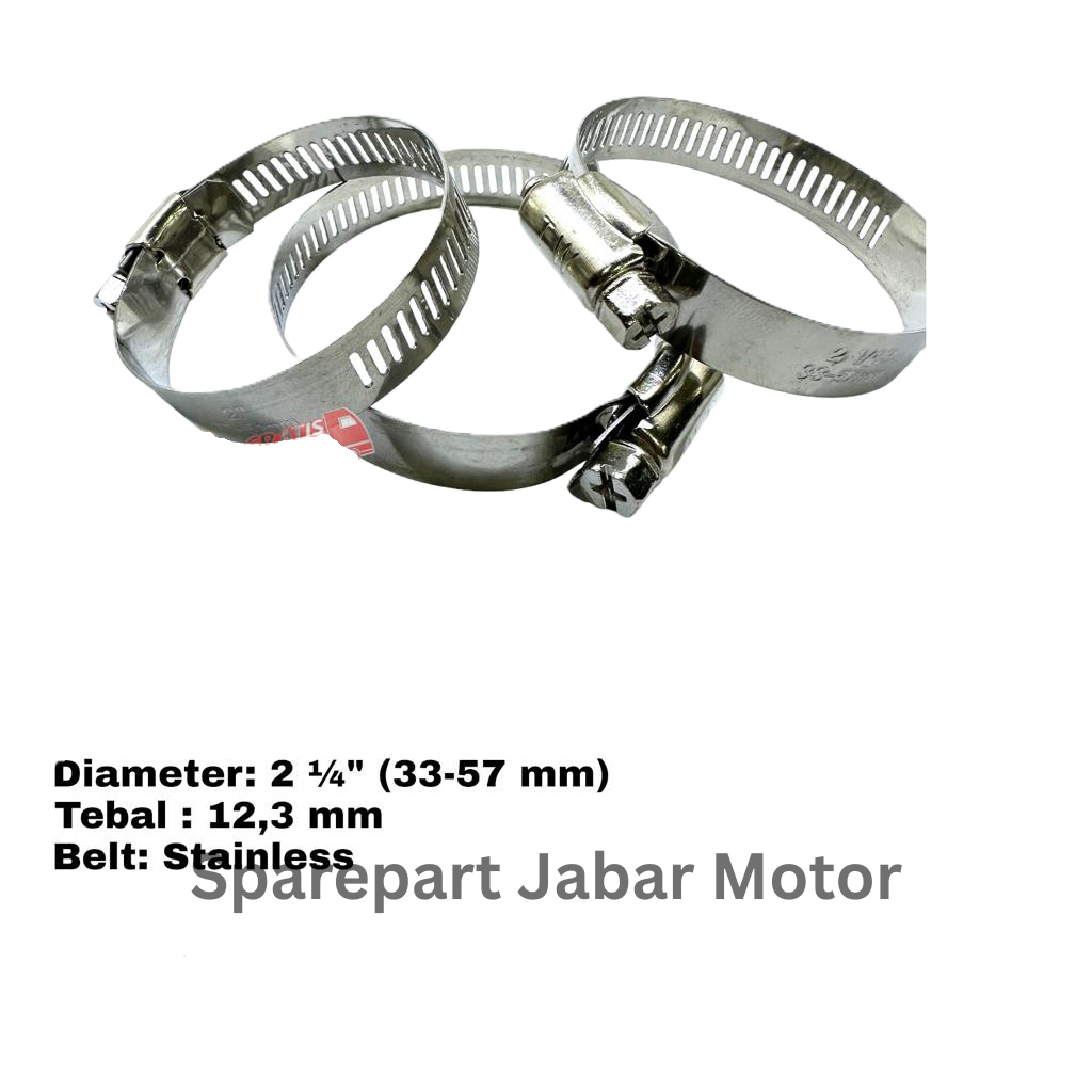 Klem Karbu Klem Karburator Stainless Ukuran 2 1/4" (33 - 57mm)
