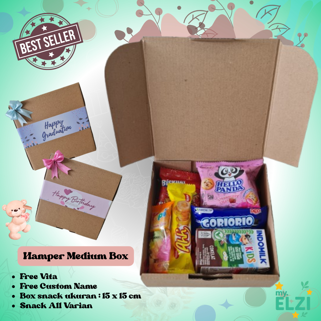 

{GRATIS Custom sticker} Hampers Snack Box 15x15 Termurah | Gift | Bingkisan Ulang Tahun | Aqiqah | Imlek | Natal