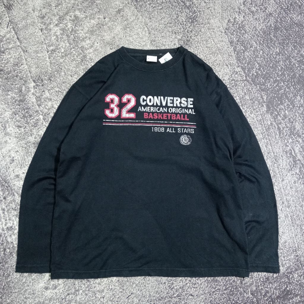 kaos lengan panjang pria CONVERSE hitam bagus size xl
