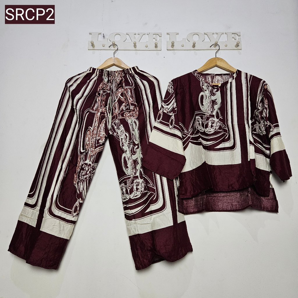 Setelan Rayon Motif Viral / Baju Setelan Wanita Kekinian / Baju Harian Wanita