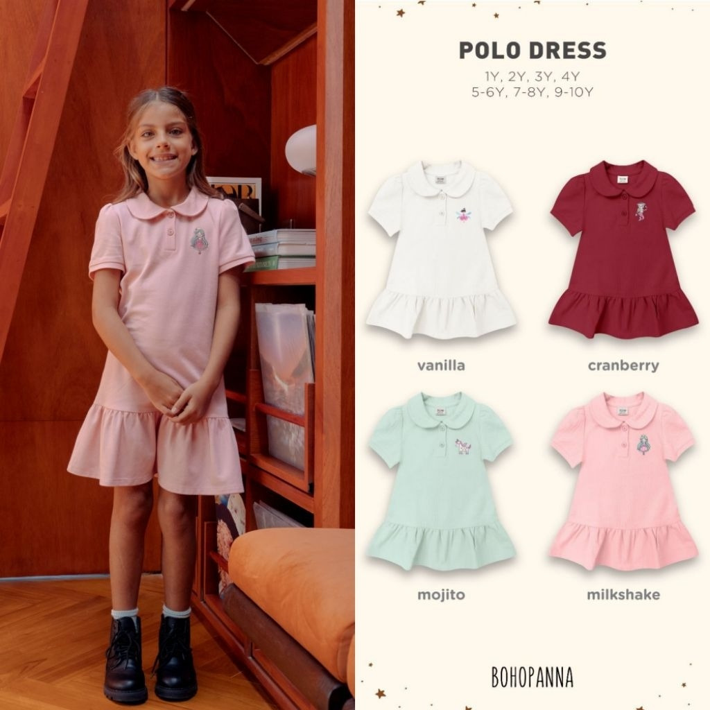 BOHOPANNA - POLO DRESS BOHOPANNA - BAJU ANAK - DRESS ANAK PEREMPUAN - KAOS ANAK - PAKAIAN ANAK - POL