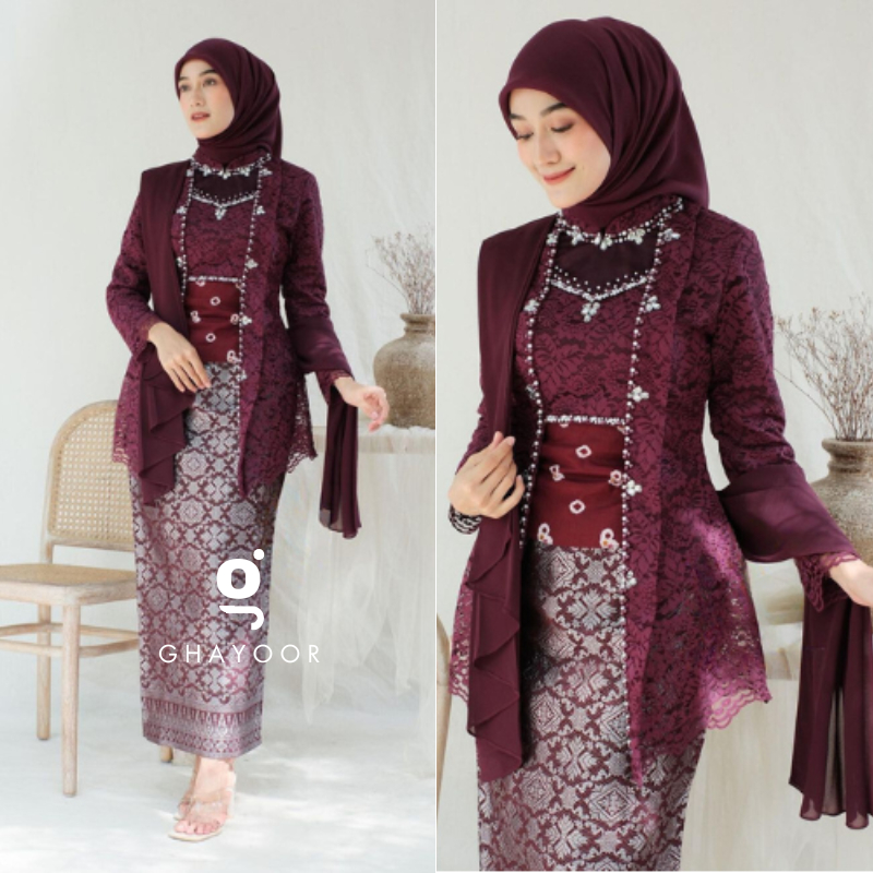 set Kebaya Modern Kutubaru KINANTI Set Full Peyet Kebaya Lamaran Tunangan Kebaya Kekinian Bahan Prem