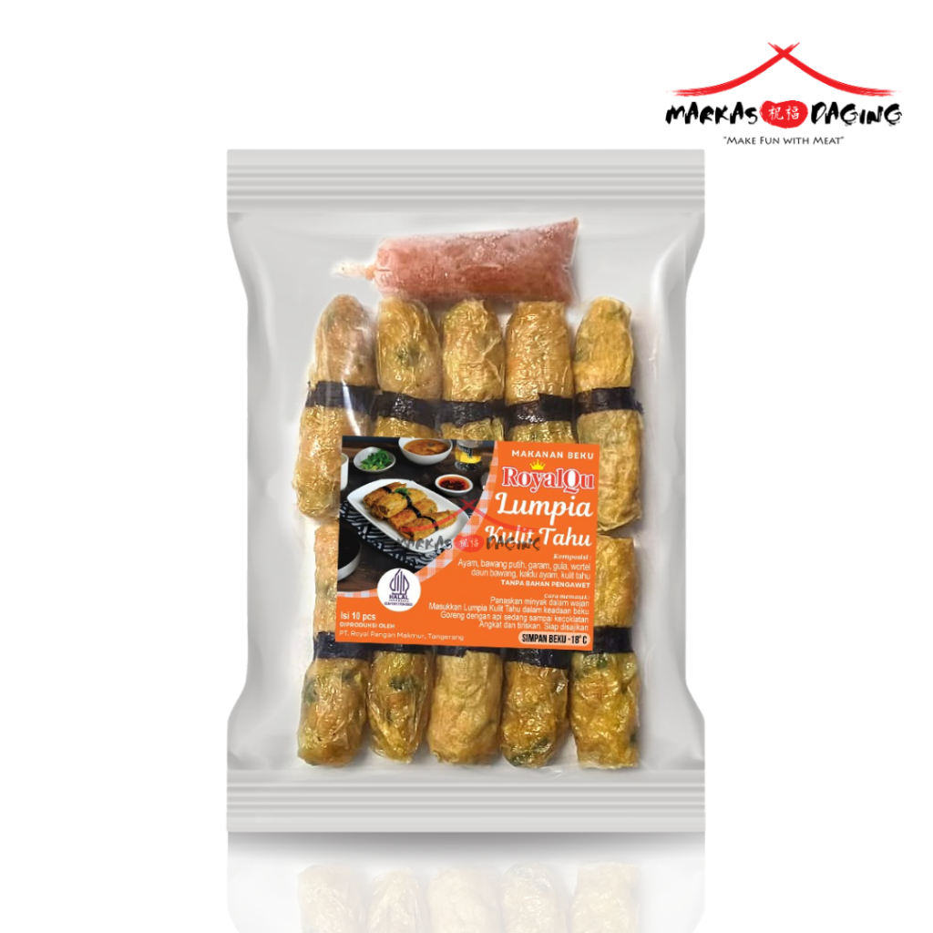 

ROYALQU Lumpia Kulit Tahu Frozen Dimsum ISI 10pcs - Markasdaging