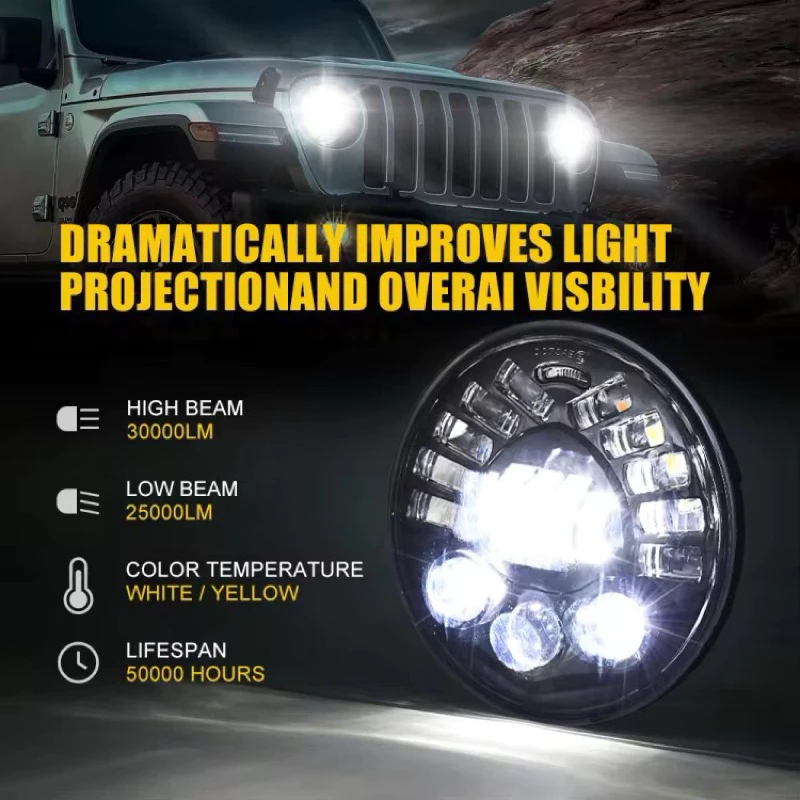 Headlamp utama Led 5.7 Inch Dus Hitam Polos Import 90 Watt Original DOTSAE / Lampu Daymaker 5.7 Inch
