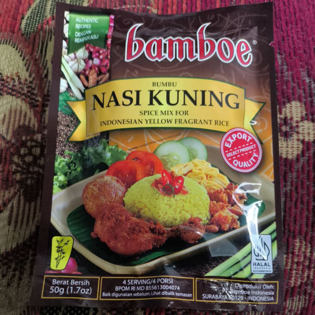 

BAMBOE BARU BUMBU NASI KUNING 50 GR SPICE MIX FOR INDONESIAN YELLOW FRAGRANT RICE