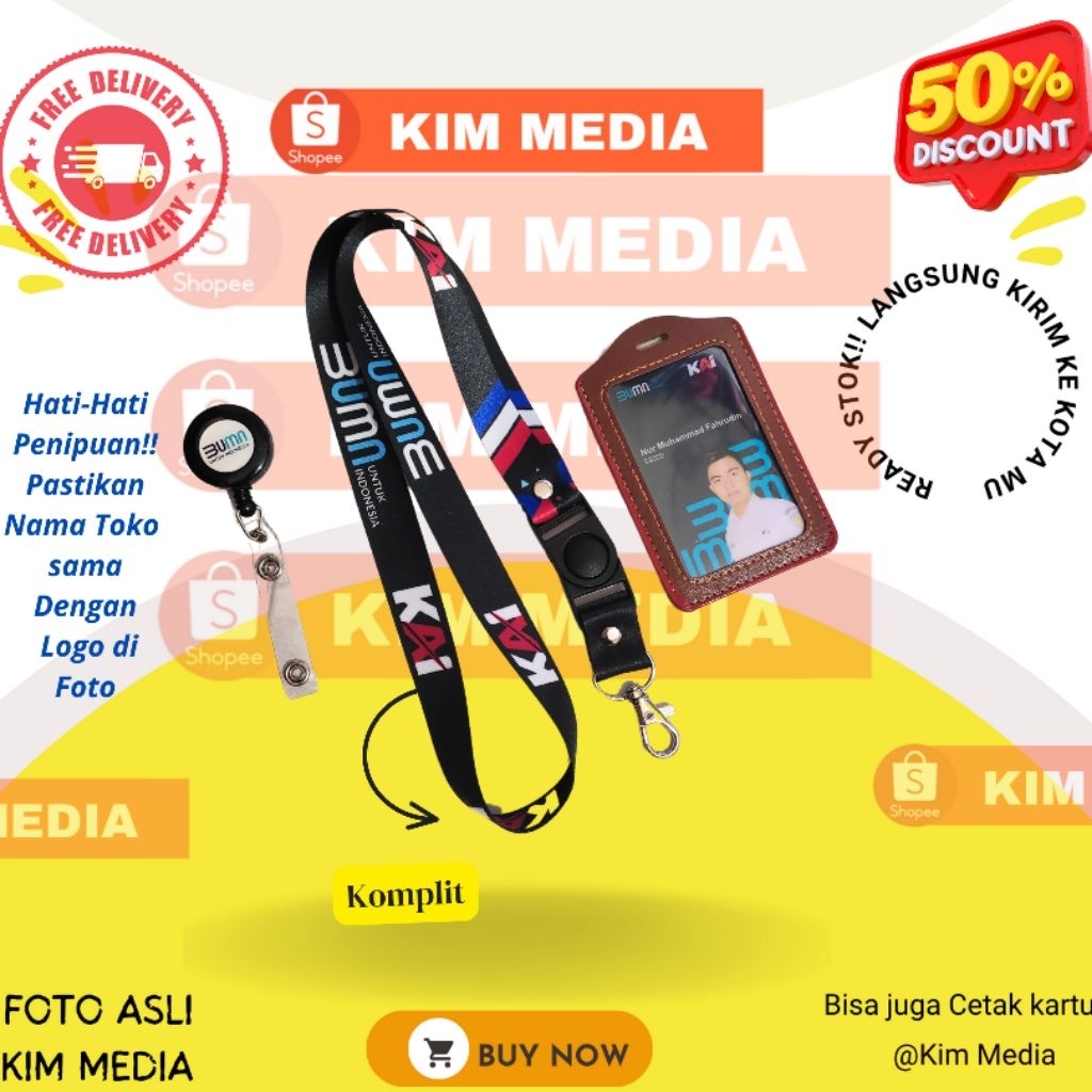 

KAI LANYARD HITAM / TALI ID CARD KAI HITAM GROSIR / KAI BUMN READY