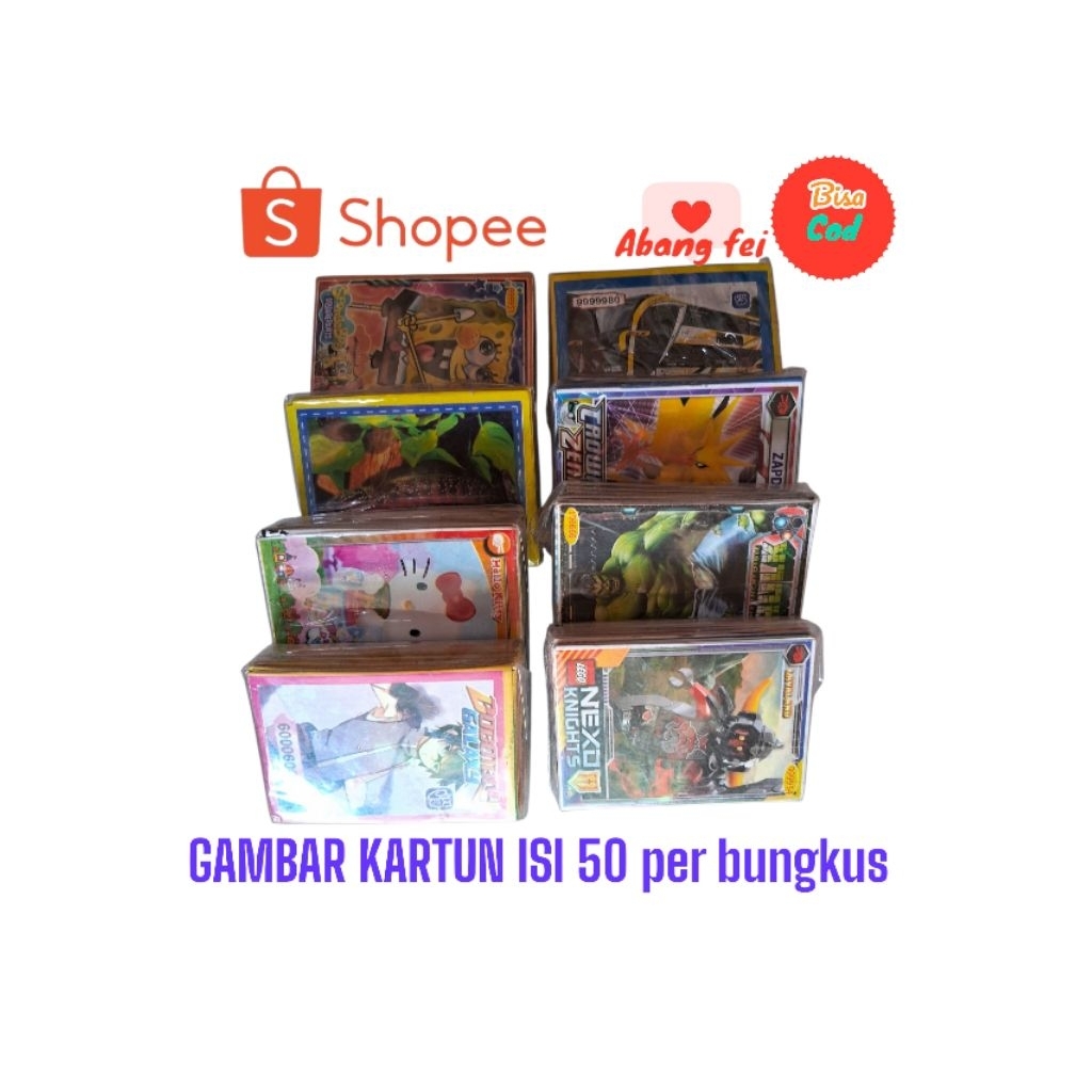 

50 LEMBAR per bungkus GAMBAR KARTUN pareasi