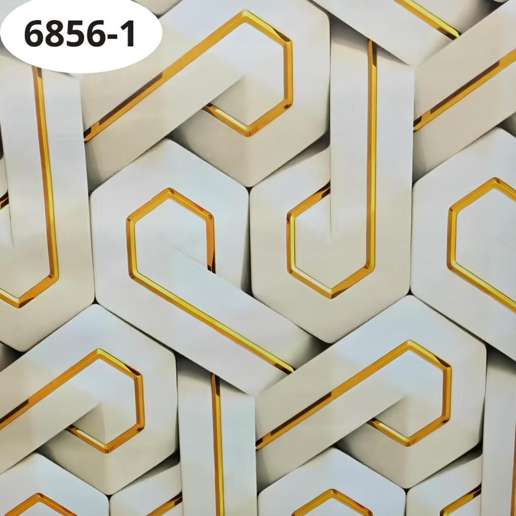 WALLPAPER DINDING MOTIF SALUR KERAMIK WARNA PUTIH GOLD/WALLPAPER DINDING SALUR KERAMIK MODERN MEWAH/