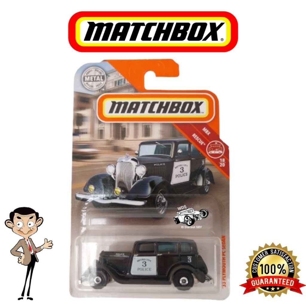 Matchbox MBX 33 Plymouth PC Sedan Police Pursuit Classics Rescue