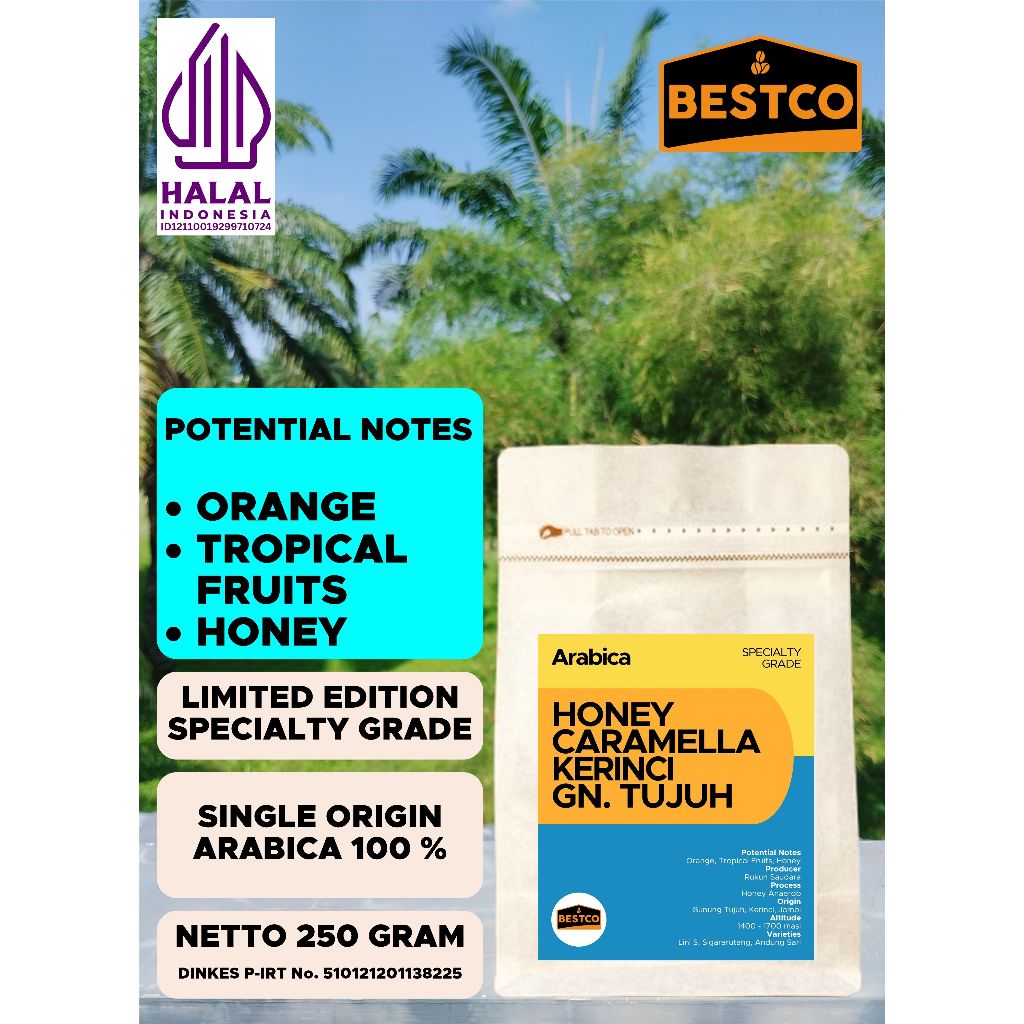 

Kopi Bestco Specialty Arabica Honey Caramella Kerinci Gunung Tujuh 250 gr