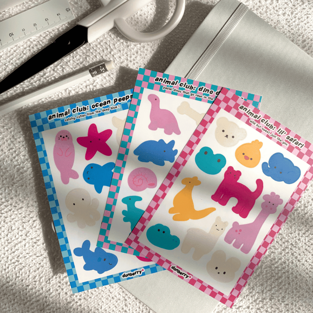 

donberry - Animal Club Sticker | Stiker Lucu Aesthetic Vinyl Deco Journal Scrapbook Bujo Kiss Cut