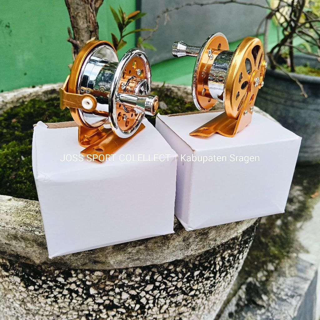 Reel tokos metal gold / reel mini cocok untuk joran & tegek