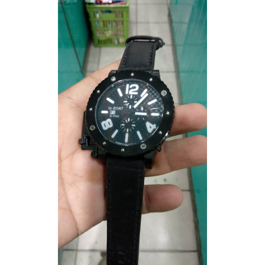 jam tangan sport pria automatic chronograph u boat stenlis steel normal semua siap pakai rubber stra