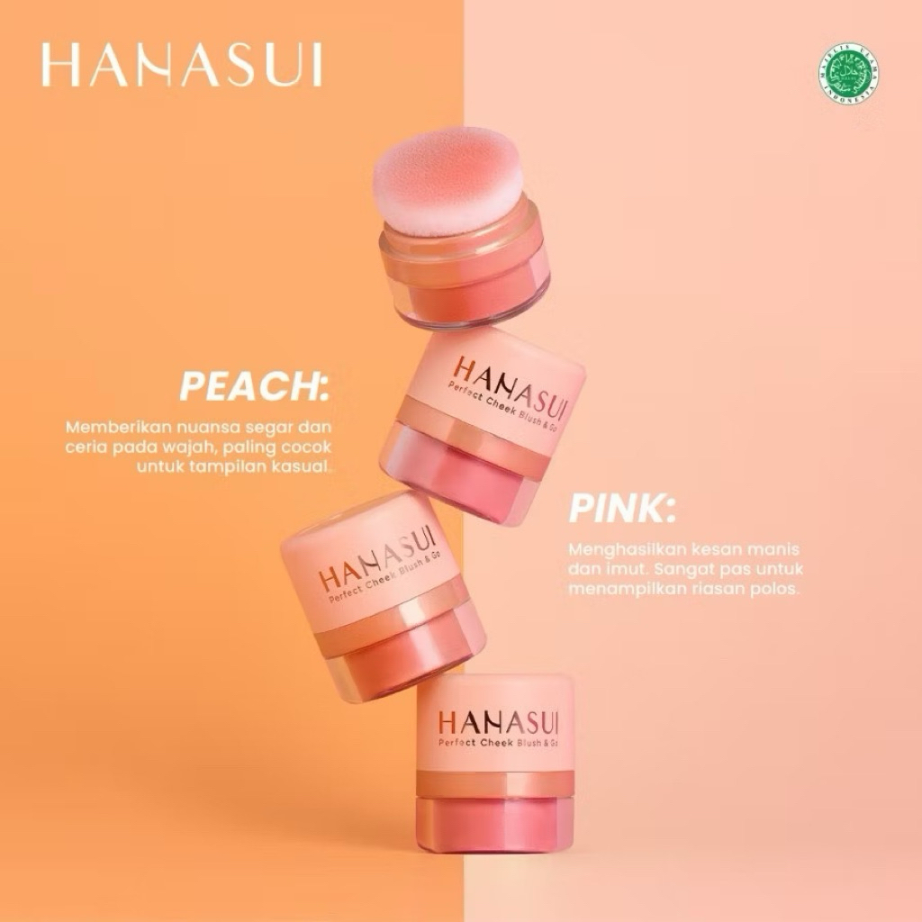 ORI Hanasui Perfect Cheek Blush & Go powder / Hanasui blush on cheek / blush on hanasui peach pink