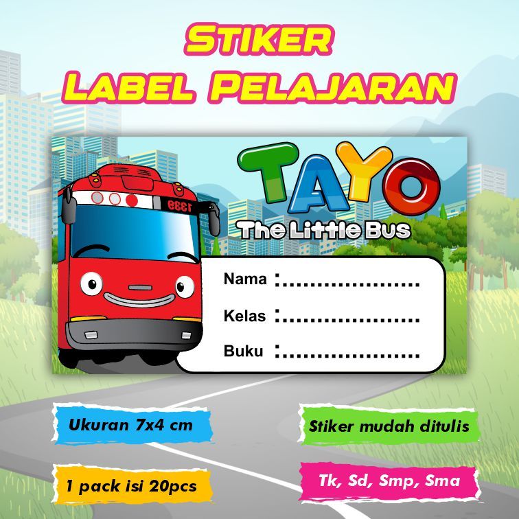 

Stiker Label Pelajaran Nama Kelas Karakter Tayo