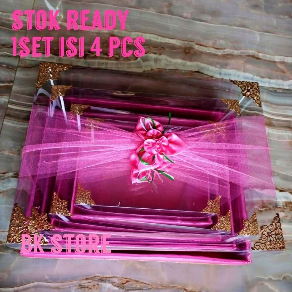 

1set box //hantaran pernikahan isi 4 pcs (motif mika kain tile )