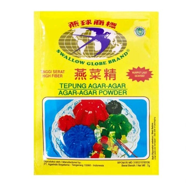 

Plain Swallow Agar-Agar Bubuk Globe 7 gr
